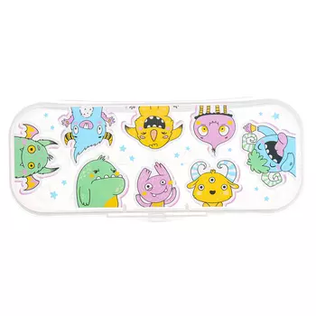 Пенал-футляр 215х90х43 СТАММ "Монстрики", пластиковый, прозрачный