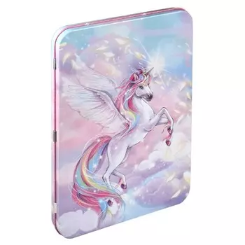 Пенал-футляр металлический 175 х 235 х 20 мм, Феникс "Крылатый единорог"