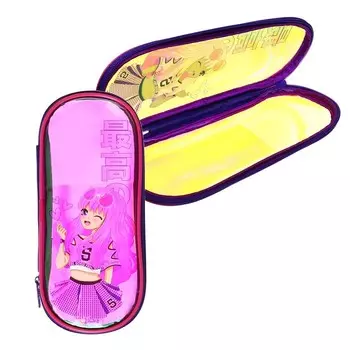 Пенал-футляр мягкий 90 х 220 х 25 мм, морозостойкий полимер с эффектом голографии, ПМК 35-85 "Аниме Тянка" 68784