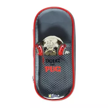 Пенал-футляр мягкий 90 х 220 х 25 мм, морозостойкий полимер/текстиль, с внутернним карманом, ПМК 35-84 "Мопс в наушниках"