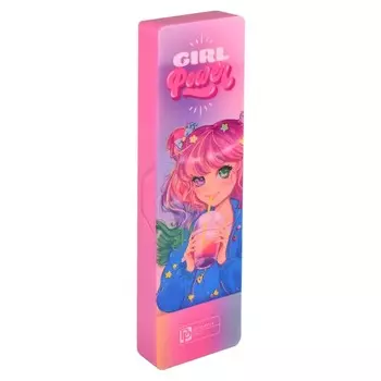 Пенал-футляр пластиковый 55 х 200 х 25 мм, Феникс "Розовая девочка", для девочки, розовый