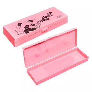 Пенал-футляр пластиковый 60 х 180 х 25 мм, Феникс "Панда", для девочки, розовый