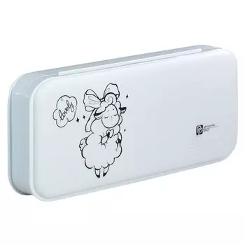 Пенал-футляр пластиковый 90 х 204 х 28 мм, Феникс "Овечки" белый 61989