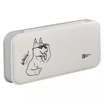 Пенал-футляр пластиковый 90 х 204 х 28 мм, Феникс "Собака в очках" белый 61990