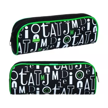 Пенал мягкий, 1 отделение, 80 х 210 х 40 мм, объемный, Hatber, "Words" чёрный/зелёный Npk_65216