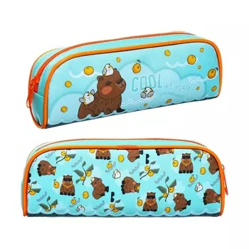 Пенал мягкий, 1 отделение, 80 х 210 х 40 мм, объемный, Hatber, "Реально крутой Капибара" зелёный NPk_65230