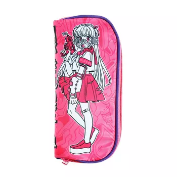 Пенал мягкий, 1 отделение, 90 х 205 х 55 мм, объёмный, Феникс "Розовая девушка" розовый 65702