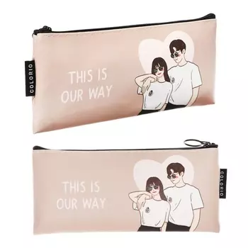 Пенал мягкий 1 отделение, 90х200, искусственная кожа, для девочки, бежевый, Colorio "Стиль"