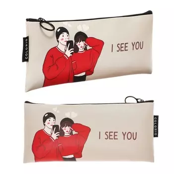 Пенал мягкий 1 отделение, 90х200, искусственная кожа, для девочки, бежевый, Colorio "Стиль"