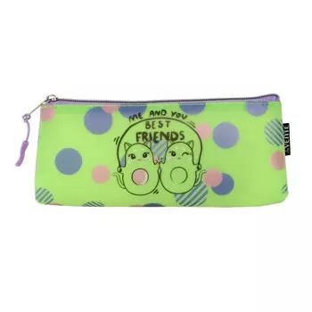 Пенал мягкий 1 отделение deVENTE, плоский 80 х 210 х 35 мм, Avocato Cat, силикон, зелёный