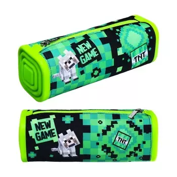 Пенал мягкий,1 отделение, квадро, 70 х 200 мм, Hatber "Пиксель" силикон+текстиль, зелёный Npn_72259