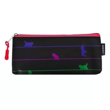 Пенал мягкий, 1 отделение, 80 х 210 х 35 мм, объёмный, deVENTE, Neon Cat, силикон