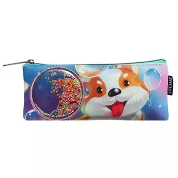 Пенал мягкий, 1 отделение, 90 х 215 х 10 мм, плоский, deVENTE, Hey Corgi, искусственная кожа