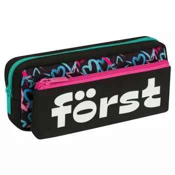 Пенал мягкий 2 отд. объем 80*205*40 Frst "Hearts" дев чер/зел/роз FT-PM-070407