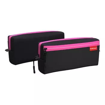 Пенал мягкий, 2 отделения, объёмный, 100 х 210 х 50 мм, Erich Krause, Black&Pink 48999