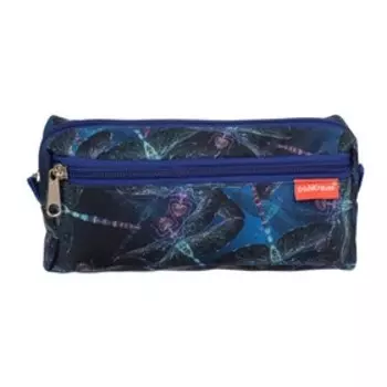 Пенал мягкий 2 отделения, 100 х 210 х 50 мм, Neon Dragonflies, синий