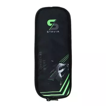 Пенал мягкий, 2 отделения, объёмный, 90 х 220 х 40 мм, Stavia "Super car" чёрный/зелёный 86207