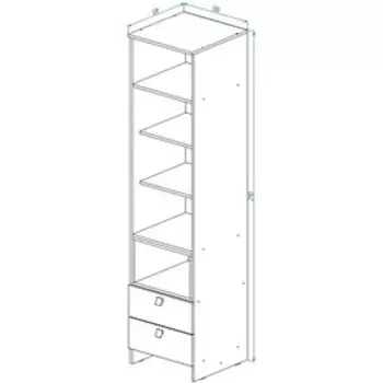 Пенал с ящиками ПН-15 Футбол 2110х500х520 Серый/Красный/Ясень Шимо Светлый/ Красный