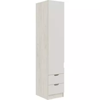 Шкаф – пенал «Юниор – 4», 2 ящика, 4005102000 мм, цвет шарли белый/дуб крафт белый