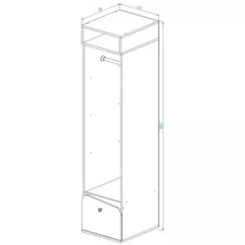 Пенал с ящиком ПН-13 Алиса 1960х450х520 Белый/корпус Ясень Анкор Белый/ Розовый