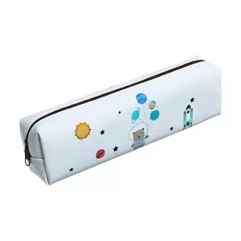 Пенал школьный "Космос" на молнии, голубой