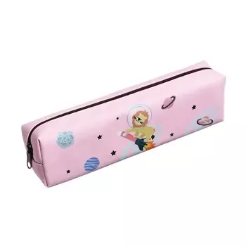 Пенал школьный "Космос", на молнии, розовый