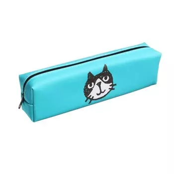 Пенал школьный "Котик" на молнии, cиний