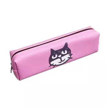 Пенал школьный "Котик" на молнии, розовый