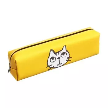 Пенал школьный "Котик" на молнии, желтый