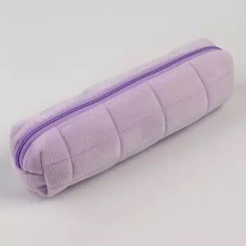 Пенал школьный мягкий 21х8 см, плюш, сиреневый цвет