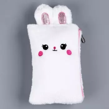 Пенал школьный мягкий «Зайчик», 2113 см, плюш, белый