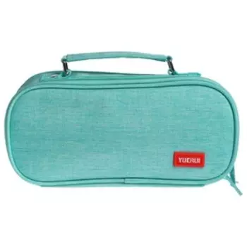 Пенал школьный на молнии 2-х секционный, мятный