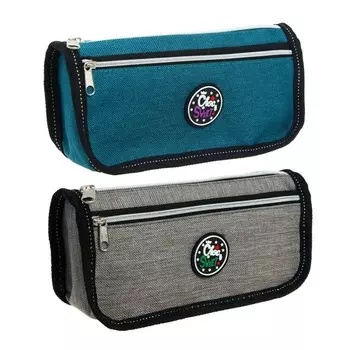 Пенал школьный на молнии 2 отделения "Джинс", МИКС