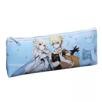 Пенал школьный на молнии Calligrata «Аниме», с принтом, нежно-голубой