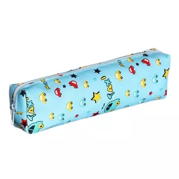 Пенал школьный на молнии Calligrata "Машинки", голубой