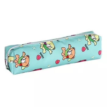 Пенал школьный на молнии Calligrata «Мишки», с принтом, зелёный