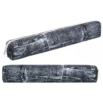 Пенал школьный на молнии "Джинс", цвет чёрный