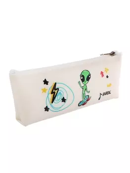 Пенал школьный на молнии Calligrata «Инопланетянин», 1 отделение, плоский, с принтом, бежевый