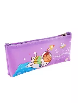 Пенал школьный на молнии Calligrata «Космонавт», 1 отделение, плоский, с рисунком, ПВХ, фиолетовый