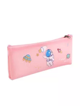 Пенал школьный на молнии Calligrata «Космонавт», 1 отделение, плоский, с рисунком, ПВХ, розовый