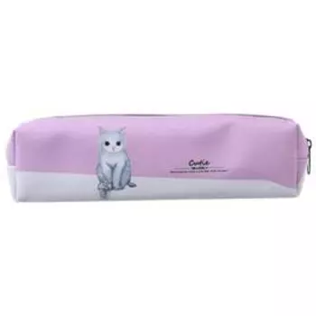 Пенал школьный на молнии "Кот", МИКС