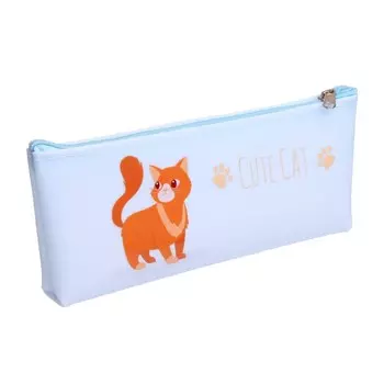 Пенал школьный на молнии "Кошка", МИКС