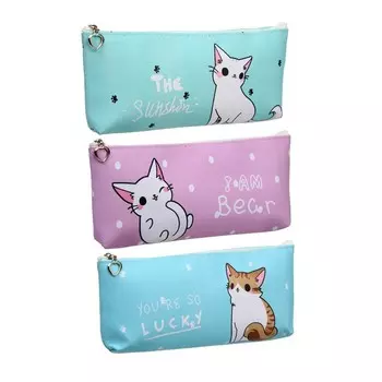 Пенал школьный на молнии Calligrata «Котик», 1 отделение, плоский, МИКС