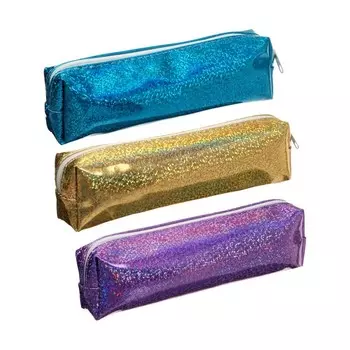 Пенал школьный на молнии "Металлик", МИКС