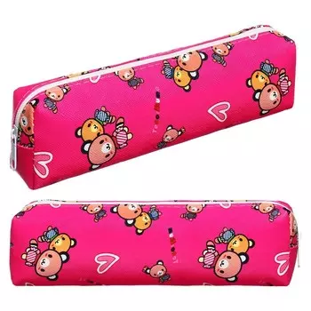 Пенал школьный на молнии "Мишки" Calligrata, розовый