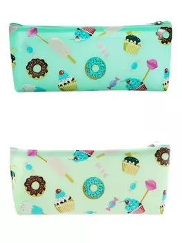 Пенал школьный на молнии Calligrata «Сладости», 1 отделение, плоский, с рисунком, ПВХ, бирюзовый