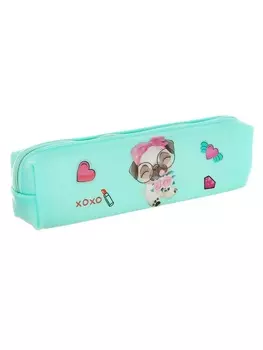 Пенал школьный на молнии Calligrata «Собачки», 1 отделение, с рисунком, ПВХ, бирюзовый