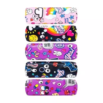 Пенал школьный на молнии Calligrata «Стикеры», с принтом, принт МИКС