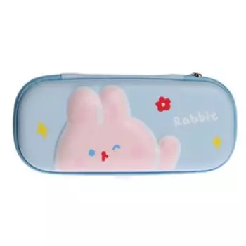 Пенал школьный на молнии "Зайчик", голубой