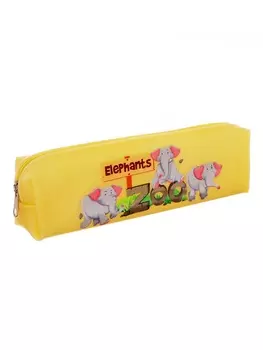 Пенал школьный на молнии Calligrata «Зоопарк: слоны», с рисунком, жёлтый